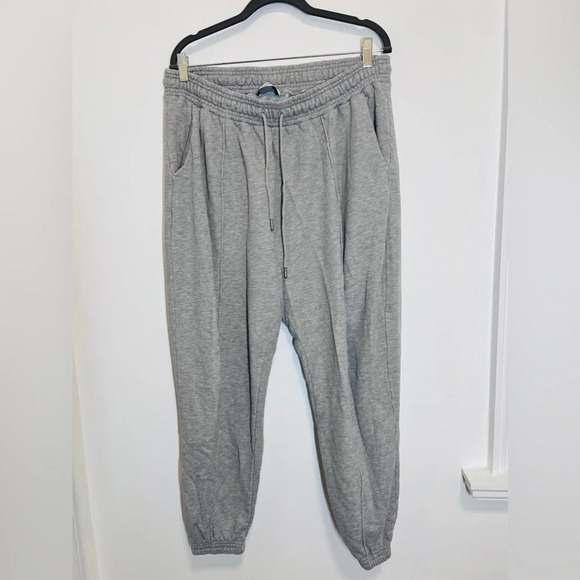 Ninety Percent Mens Cotton Knit Drawstring Waist Pleat Sweatpants Pants Gray - Picture 1 of 9